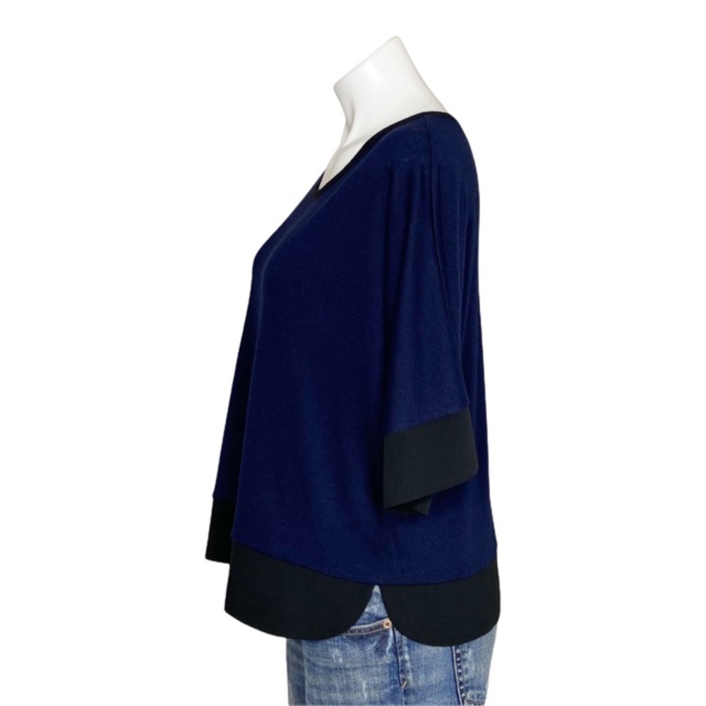 LOFT Blue & Black Top Blouse Medium - Picture 3 of 5